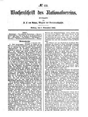 Wochenschrift des Nationalvereins Freitag 7. November 1862