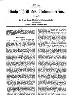 Wochenschrift des Nationalvereins Freitag 12. Dezember 1862