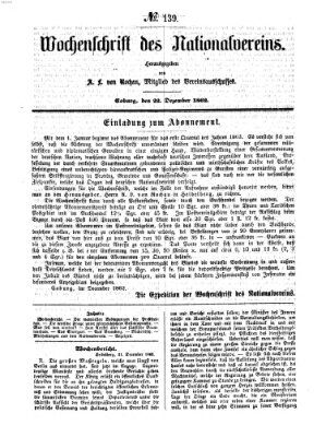 Wochenschrift des Nationalvereins Montag 22. Dezember 1862