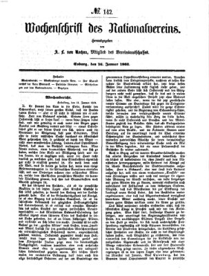 Wochenschrift des Nationalvereins Freitag 16. Januar 1863