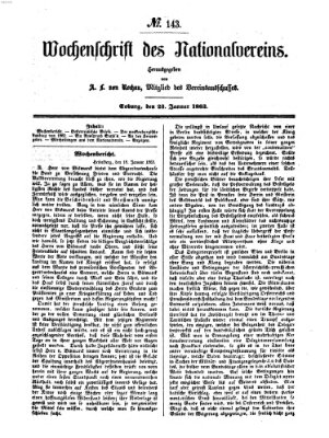 Wochenschrift des Nationalvereins Freitag 23. Januar 1863