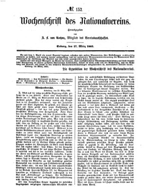 Wochenschrift des Nationalvereins Freitag 27. März 1863