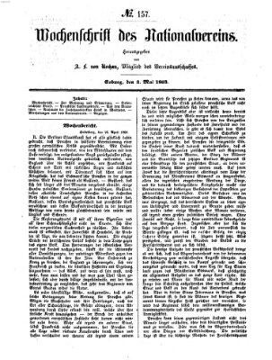 Wochenschrift des Nationalvereins Sonntag 3. Mai 1863