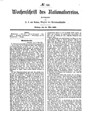 Wochenschrift des Nationalvereins Sonntag 24. Mai 1863