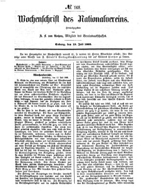 Wochenschrift des Nationalvereins Sonntag 19. Juli 1863