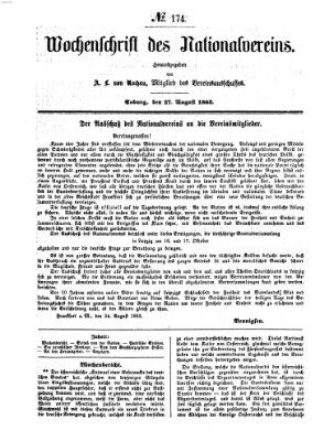 Wochenschrift des Nationalvereins Donnerstag 27. August 1863