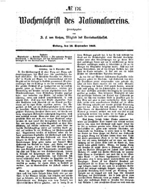 Wochenschrift des Nationalvereins Donnerstag 10. September 1863