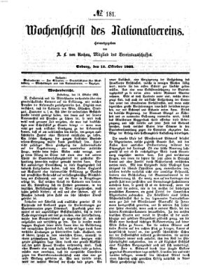 Wochenschrift des Nationalvereins Donnerstag 15. Oktober 1863