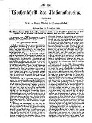 Wochenschrift des Nationalvereins Donnerstag 19. November 1863