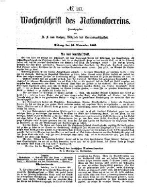 Wochenschrift des Nationalvereins Donnerstag 26. November 1863