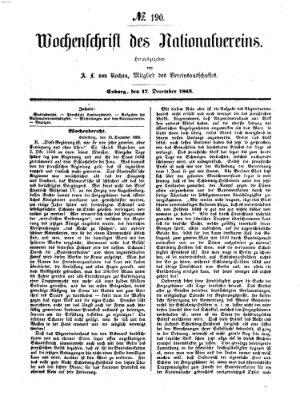 Wochenschrift des Nationalvereins Donnerstag 17. Dezember 1863