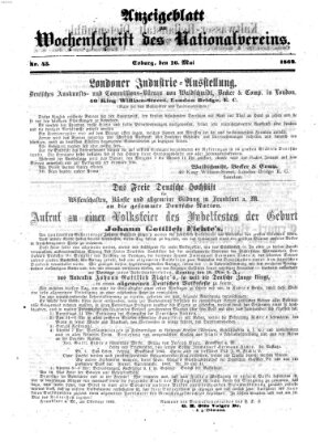 Wochenschrift des Nationalvereins Freitag 16. Mai 1862