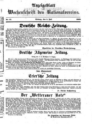 Wochenschrift des Nationalvereins Freitag 4. Juli 1862