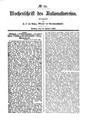 Wochenschrift des Nationalvereins Donnerstag 14. Januar 1864