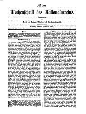 Wochenschrift des Nationalvereins Donnerstag 25. Februar 1864