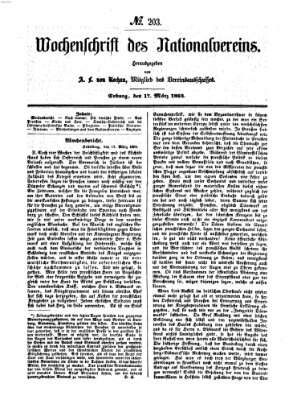 Wochenschrift des Nationalvereins Donnerstag 17. März 1864