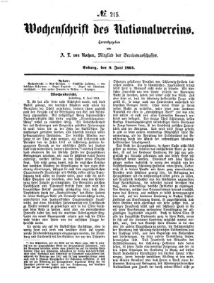 Wochenschrift des Nationalvereins Donnerstag 9. Juni 1864