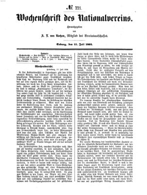 Wochenschrift des Nationalvereins Donnerstag 21. Juli 1864