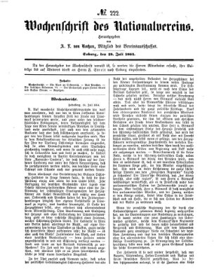 Wochenschrift des Nationalvereins Donnerstag 28. Juli 1864