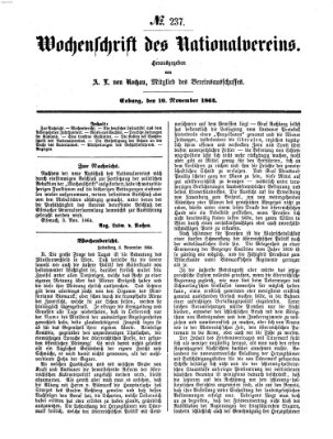 Wochenschrift des Nationalvereins Donnerstag 10. November 1864