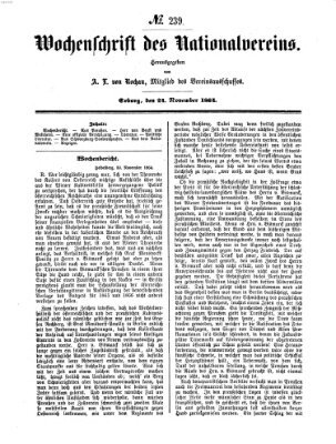 Wochenschrift des Nationalvereins Donnerstag 24. November 1864