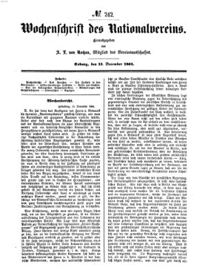 Wochenschrift des Nationalvereins Donnerstag 15. Dezember 1864