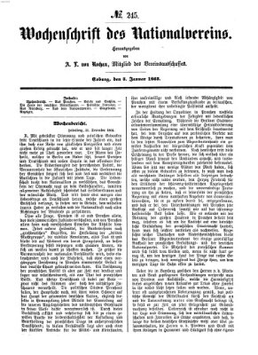 Wochenschrift des Nationalvereins Donnerstag 5. Januar 1865