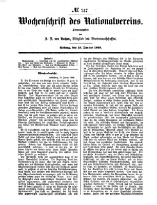 Wochenschrift des Nationalvereins Donnerstag 19. Januar 1865