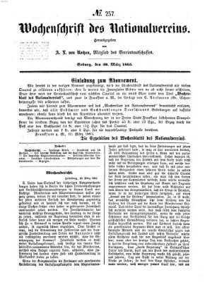 Wochenschrift des Nationalvereins Donnerstag 30. März 1865