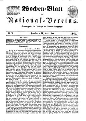 Wochen-Blatt des National-Vereins (Wochenschrift des Nationalvereins) Donnerstag 1. Juni 1865