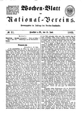 Wochen-Blatt des National-Vereins (Wochenschrift des Nationalvereins) Donnerstag 15. Juni 1865