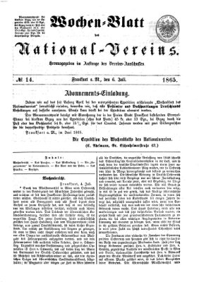 Wochen-Blatt des National-Vereins (Wochenschrift des Nationalvereins) Donnerstag 6. Juli 1865