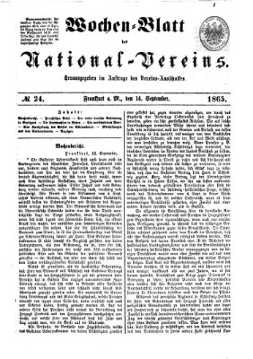 Wochen-Blatt des National-Vereins (Wochenschrift des Nationalvereins) Donnerstag 14. September 1865