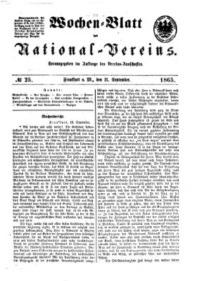 Wochen-Blatt des National-Vereins (Wochenschrift des Nationalvereins) Donnerstag 21. September 1865