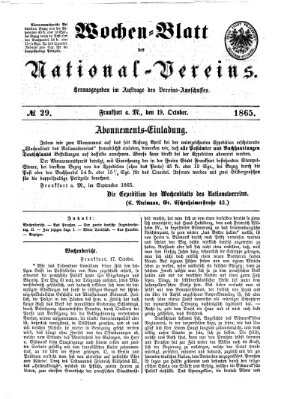 Wochen-Blatt des National-Vereins (Wochenschrift des Nationalvereins) Donnerstag 19. Oktober 1865
