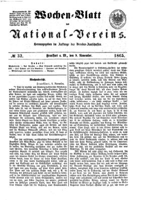 Wochen-Blatt des National-Vereins (Wochenschrift des Nationalvereins) Donnerstag 9. November 1865