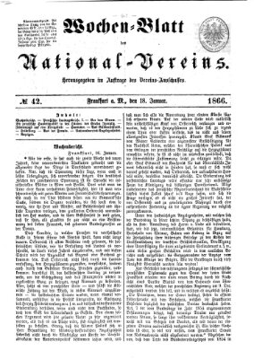 Wochen-Blatt des National-Vereins (Wochenschrift des Nationalvereins) Donnerstag 18. Januar 1866