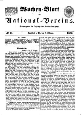 Wochen-Blatt des National-Vereins (Wochenschrift des Nationalvereins) Donnerstag 8. Februar 1866