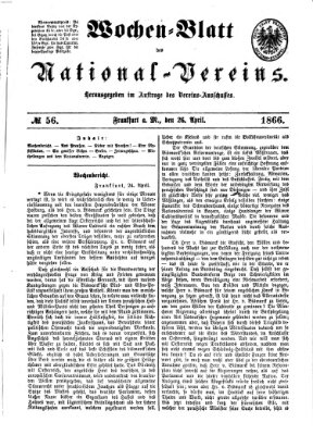 Wochen-Blatt des National-Vereins (Wochenschrift des Nationalvereins) Donnerstag 26. April 1866