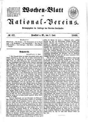 Wochen-Blatt des National-Vereins (Wochenschrift des Nationalvereins) Donnerstag 7. Juni 1866