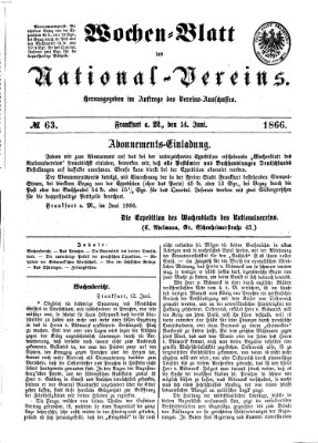 Wochen-Blatt des National-Vereins (Wochenschrift des Nationalvereins) Donnerstag 14. Juni 1866