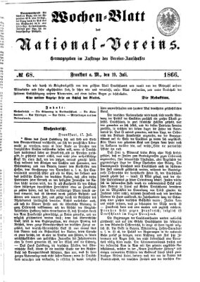 Wochen-Blatt des National-Vereins (Wochenschrift des Nationalvereins) Donnerstag 19. Juli 1866