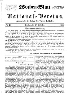 Wochen-Blatt des National-Vereins (Wochenschrift des Nationalvereins) Donnerstag 27. September 1866