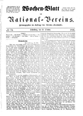 Wochen-Blatt des National-Vereins (Wochenschrift des Nationalvereins) Donnerstag 18. Oktober 1866