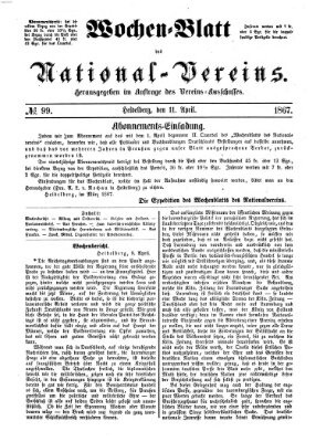 Wochen-Blatt des National-Vereins (Wochenschrift des Nationalvereins) Donnerstag 11. April 1867