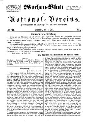 Wochen-Blatt des National-Vereins (Wochenschrift des Nationalvereins) Donnerstag 4. Juli 1867