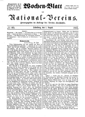 Wochen-Blatt des National-Vereins (Wochenschrift des Nationalvereins) Donnerstag 1. August 1867