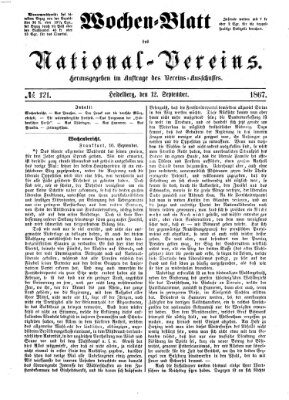 Wochen-Blatt des National-Vereins (Wochenschrift des Nationalvereins) Donnerstag 12. September 1867