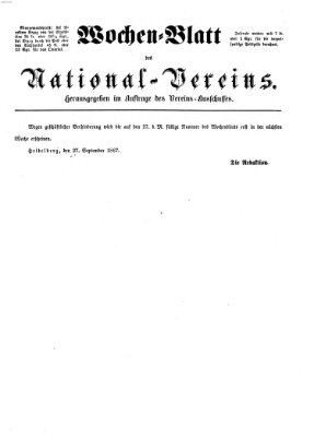 Wochen-Blatt des National-Vereins (Wochenschrift des Nationalvereins) Freitag 27. September 1867