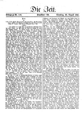 Die Zeit Dienstag 20. August 1861